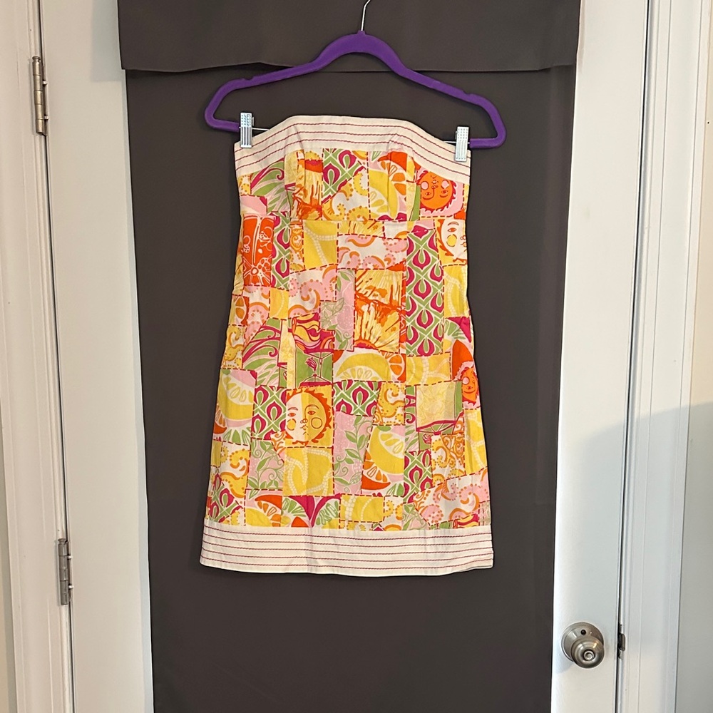 Lilly Pulitzer Size 0 Patchwork Strapless Dress - image 1